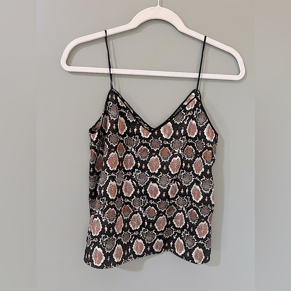 TOPSHOP Snake Print Crop Loose Fitting Camisole V-Neck Black, Gray, White Size 4